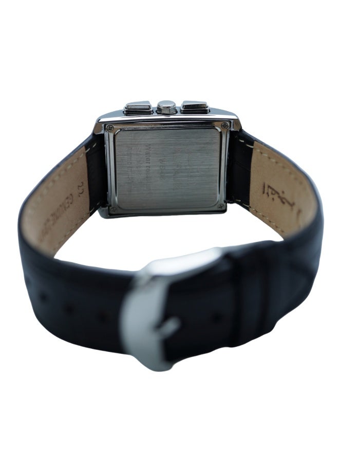 ساعة يد رقمية للرجال بحزام جلدي مقاومة للماء ومينا مربعة وحزام أسود WS-06SWL - Image 2